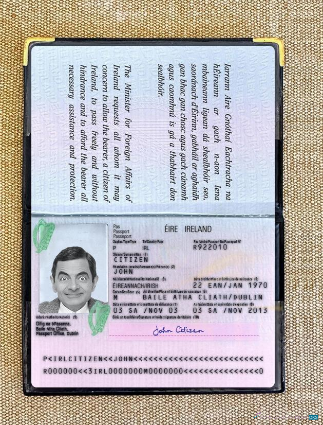 Download Ireland passport version 2 photolook Photoshop template